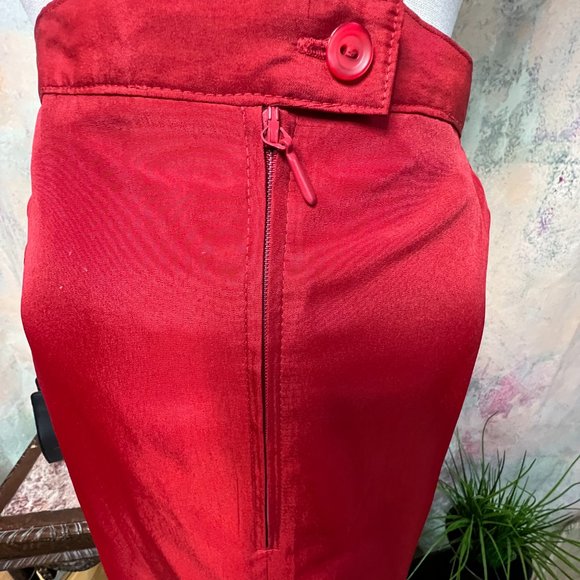 πFire Red Satin A-Line Viscose Blend Maxi Skirt - Picture 7 of 15